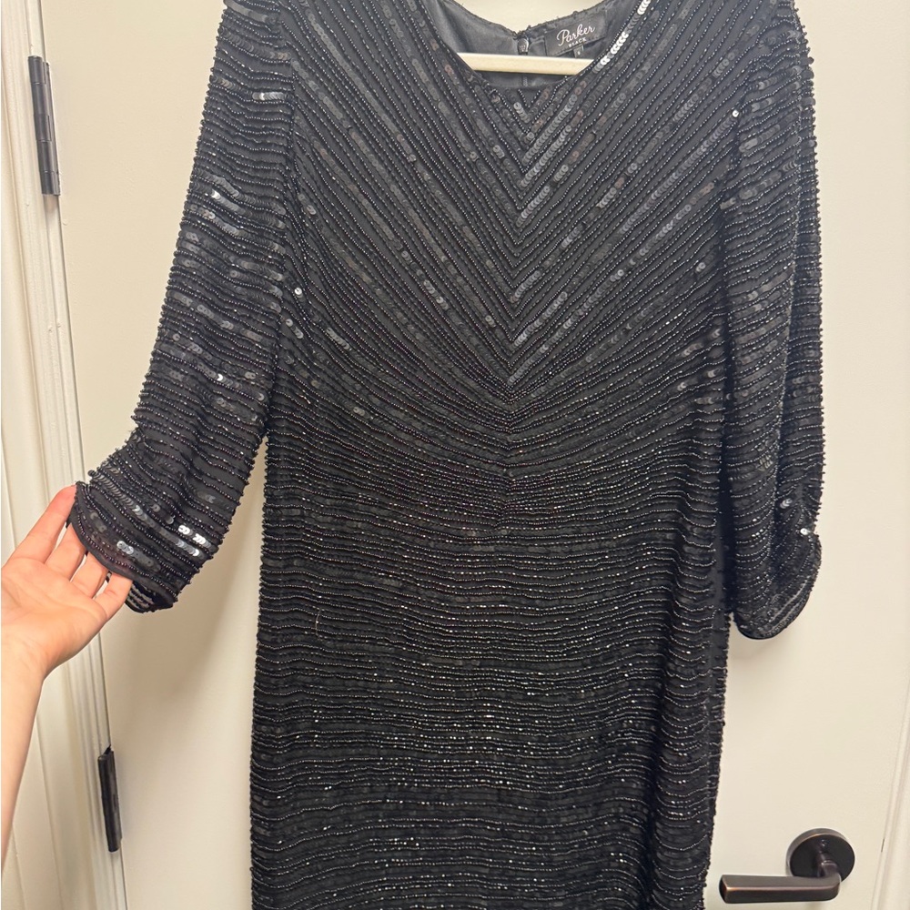 Parker Black Sequin Long Sleeve Dress